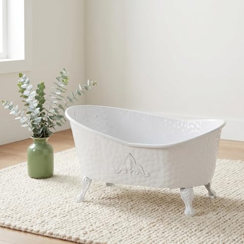 UKCOCO Newborn Photo Prop Bathtub: Baby Photography Prop for Photoshoot, White Iron Bathtub for Baby Photo Shoot, 19. 7 X 14. 2 X 11. 4 Inch