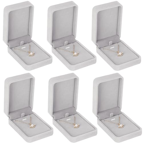 LETURE 6 Pieces Velvet Jewelry Gift Boxes for Necklace Pendant Bracelet Ring Earring, Jewelry Storage Display Case for Christmas Wedding Engagement Birthday Anniversary (Pendant Box-6PCS-GREY) - color: Pendant Box-6PCS-GREY