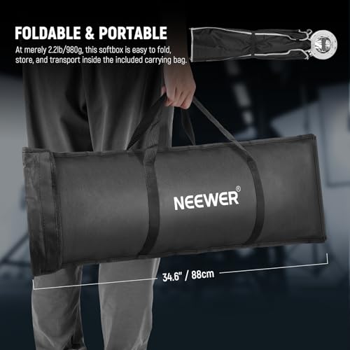 NEEWER Rectangular Softbox Kit, 12"x47" Strip Soft Box with Light Diffusers for Studio Photography Video Recording Streaming Lighting Compatible with Aputure 120d Compatible with Godox SL60w, NS94P
