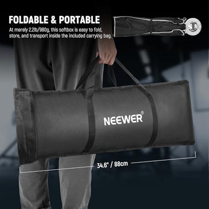 NEEWER Rectangular Softbox Kit, 12"x47" Strip Soft Box with Light Diffusers for Studio Photography Video Recording Streaming Lighting Compatible with Aputure 120d Compatible with Godox SL60w, NS94P