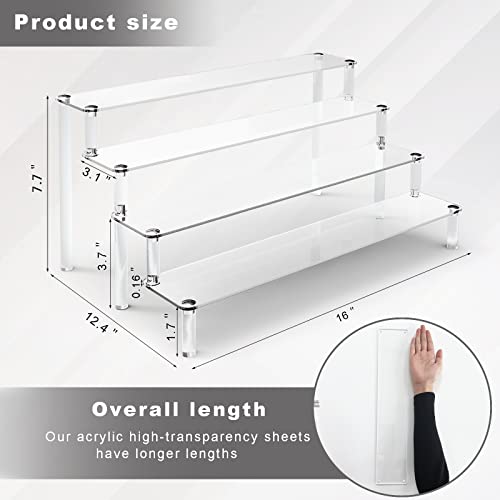 Acrylic Stands for Display, 4 Tier Clear Display Stand Risers Shelf for Cupcakes Perfumes Figurines, Tabletop Cupcake Stand for Decorating & Organizing (16" x 12.4" x 7.7")