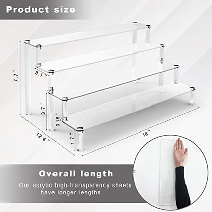 Acrylic Stands for Display, 4 Tier Clear Display Stand Risers Shelf for Cupcakes Perfumes Figurines, Tabletop Cupcake Stand for Decorating & Organizing (16" x 12.4" x 7.7")
