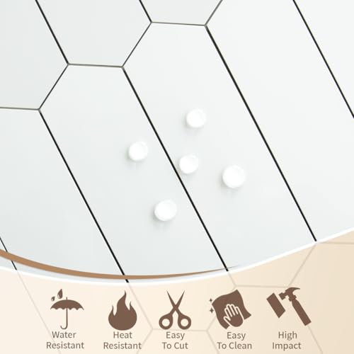 DICOFUN 10-Sheet Long Hexagon Peel and Stick Backsplash, 12"x12" PVC Stick on Backsplash Wall Tiles for Kitchen and Bathroom (Polished White) - color: Polished White, size: 10 Sheets, 12"x12"x0.12"