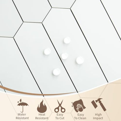 DICOFUN 10-Sheet Long Hexagon Peel and Stick Backsplash, 12"x12" PVC Stick on Backsplash Wall Tiles for Kitchen and Bathroom (Polished White) - color: Polished White, size: 10 Sheets, 12"x12"x0.12"