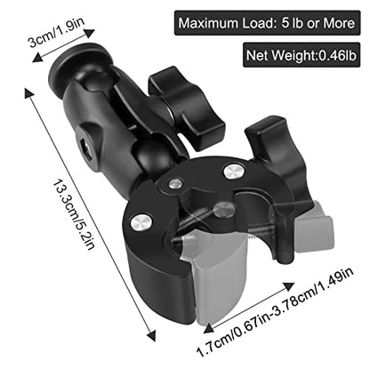 Taisioner Super Camera Clamp Mount Double Socket Arm 1/4"-20 Ball Head Adapter Gopro Accessories Suitable for GoPro AKASO DJI Action Insta360 or DSLR Digital Camera Monitor/LED Lights/ - size: 2.4"super clamp
