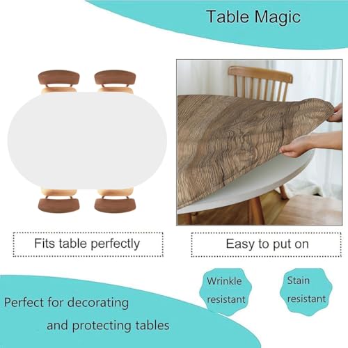 Wood Texture Background Fitted Oval Tablecloth, Elastic Edge Tables Cloth, Washable Table Cover, Kitchen and Dining Tablecloths Protector, Fits 52"x70" Oval TablesStyle 130 - color: Wood Texture -12, size: 70" x 52" (Oval)