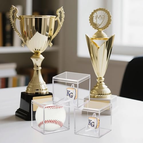 6 Pack Championship Ring Display Case Clear Acrylic Display Case Mini Baseball Softball Ring Holder Single Ring Display Box Stand 1 Slot Ring Hole Storage Box Gift for Sports Fans, 2.16 Inch - size: 6 Pack
