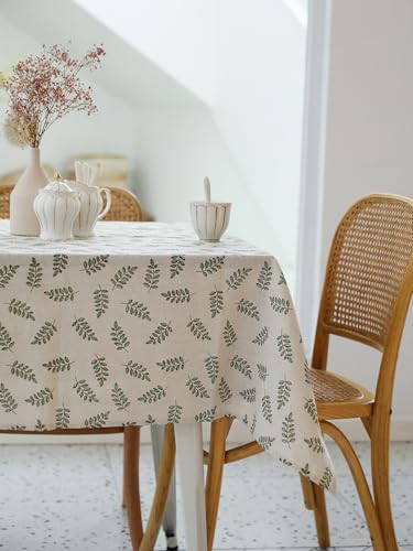 YiHomer Pastoral Rectangle Tablecloth - 60 x 84 Inch Table Cloth - Washable Table Cover with Dust-Proof Wrinkle Resistant for Restaurant, Picnic, Bistro, Indoor and Outdoor Dining, Green Leaf - color: D - Leaf (Green), size: 84" x 60" (Rectangular)