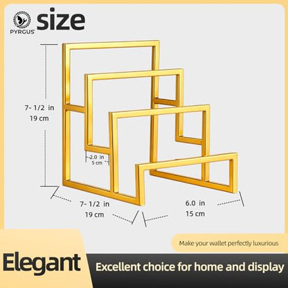 2 Pack Gold 3-Layer Purse Display Stand, Metal Wallet Display Rack for Clutch Handbag Organizer, Tiered Purse Holder Riser Stand for Countertop Home Retail Boutique Store Supplies - size: 3 - Layer