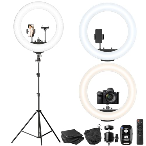 UBeesize 22'' Ring Light with 72'' Stand, 60W Large Ring Light with Phone Holder, Dimmable LED Light for Makeup Barber Stylist Tattoo YouTube TikTok Photography - size: 22in, style: Standard