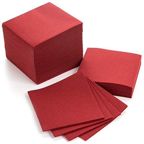 AH AMERICAN HOMESTEAD Paper Cocktail Napkins - Linen-Like Disposable Beverage Bar Napkins 4.75" x 4.75" - Bulk Square Napkins - Ideal for Party or Wedding (Burgundy -100 Count) - color: Burgundy, size: 4.75 x 4.75