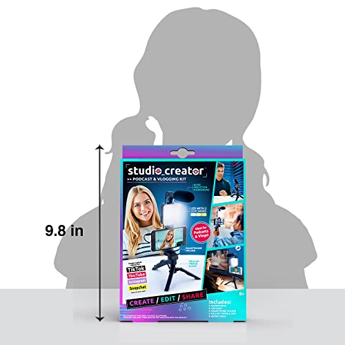 Canal Toys New Studio Creator Podcast & Vlogging Kit – Record Your own podcasts and Vlogs Like Your Favorite influencers! Fold-up Tripod, LED Light & Microphone. Ages 8+ - style: Podcast & Vlogging Kit