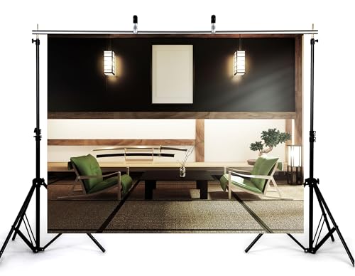 5x3ft Japanese Style Living Room Backdrop Samurai Sword Display Tatami Mat Photography Background for Samurai Themed Party and Home Decor Tapestry Photo Booth Props - size: 5x3ft