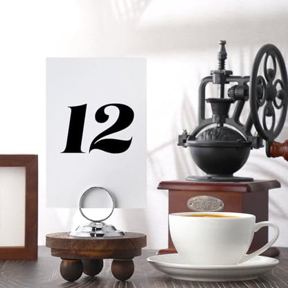 MotiMind 24 Pcs Table Number Holders-Metal Place Card Holders Table Number Stands Tabletop Sign Stands for Photos, Menu, Memo, Notes, Wedding, Restaurant, Banquet, Birthday(Silver) - color: Silver