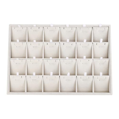24 Grids Stackable Jewelry Tray Organizer with Removable Dividers, Velvet Jewelry Display Tray for Earrings Necklaces Bracelet Rings Display Showcase - Beige - color: Beige