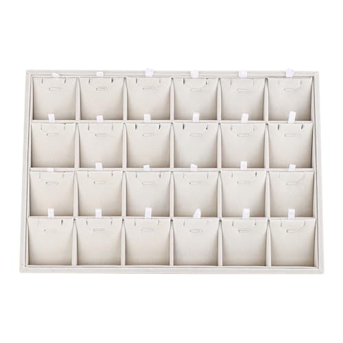 24 Grids Stackable Jewelry Tray Organizer with Removable Dividers, Velvet Jewelry Display Tray for Earrings Necklaces Bracelet Rings Display Showcase - Beige - color: Beige