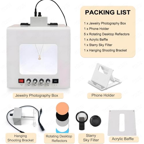 Professional Jewelry Photography Box Kit, Mini Photo Studio Light Box, Jewelry Shooting Tent Softbox with 360° Turntable, Hanging Bracket, 3000-5500K Adjustable Color Temperature(Tv30) - size: Tv30