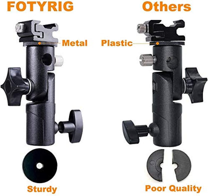 FOTYRIG Camera Speedlite Mount Flash Stand Bracket Umbrella Holder Shoe Mount Compatible with Nikon Pentax Olympus Nissin Metz and Other Speedlite Flashes E Type-2 Pack