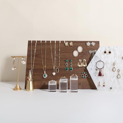 walnut jewelry organizer, wooden jewelry display necklace holder, stud and necklace display stands for selling, earring storage holder【Necklace and Earring board】