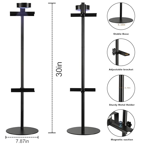 Adjustable Desktop Photo Frame Stand with Magnetic Wall Painting Light, Holds Picture Frames up to 30 Inch,with Rechargeable Battery,Metal Vertical Stand with 3 Color Temperature & 13RGB Poster Lights, for Displaying Picture Frames, Artworks (1 Pack,Black