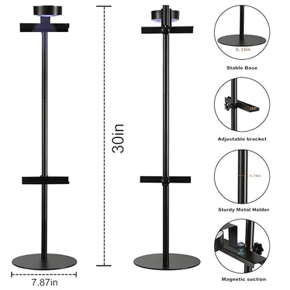 Adjustable Desktop Photo Frame Stand with Magnetic Wall Painting Light, Holds Picture Frames up to 30 Inch,with Rechargeable Battery,Metal Vertical Stand with 3 Color Temperature & 13RGB Poster Lights, for Displaying Picture Frames, Artworks (1 Pack,Black