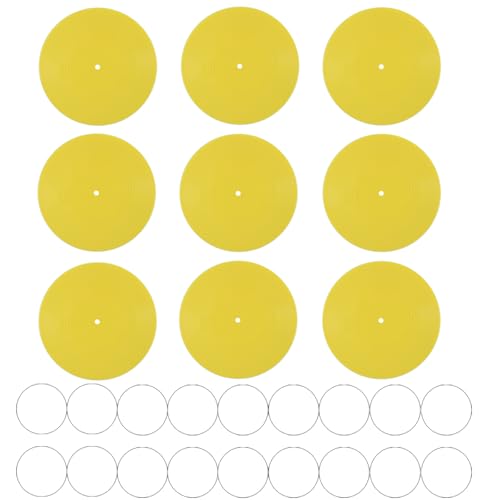 FACHPINT 9PCS Yellow Records for Wall Aesthetic 7 Inch Blank Vinyl Records, Music Wall Decor for Graffiti, Fake Records Props,Record Decorations for Party Wedding Signing Hippie Room Decor - color: Yellow