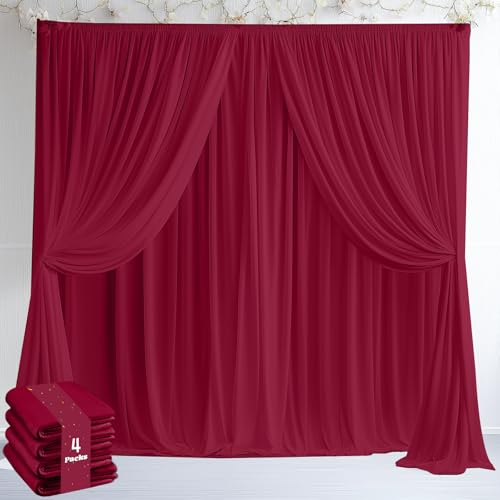 GALLETY 20 FT x 10 FT Red Backdrop Curtain - Polyester Backdrop Curtain Panels with 4 Inch Rod Pockets - Wedding Ceremony Party Home Window Decoration - color: Red, size: W5' x H10'(4 panels)