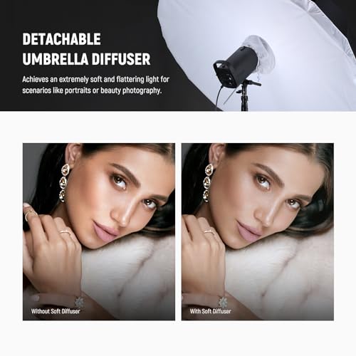 NEEWER 71"/180cm Parabolic Reflective Umbrella Photography with White Inner, Soft Lighting with Diffuser Cover, Bag, Quick Fold for Camera Photo Studio Video Light Shooting Monolight Flash, NS4U - color: White, size: 71"