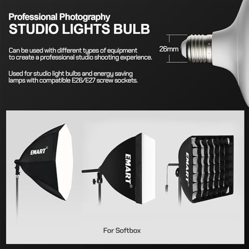 EMART Full Spectrum Light Bulb, 50W Dimming 3000K-6000K LED Lamp for Softbox Lighting Kit, Photography Studio, Home, Office, Garden, Grow Plant -2 Packs - size: 50w-2 Packs