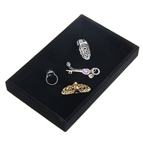Youngy Velvet Jewelry Tray, Stackable Showcase Display Organizer for Ring Earring Necklace Pendants Bracelet Purple