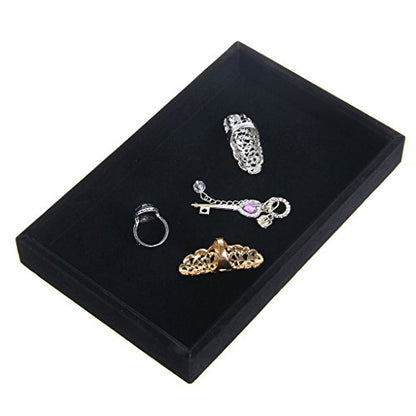 Youngy Velvet Jewelry Tray, Stackable Showcase Display Organizer for Ring Earring Necklace Pendants Bracelet Purple