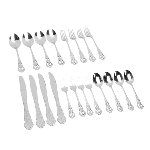 Fabater Stainless Steel Cutlery Set, 20 Piece for 4 Dishwasher Safe 18/10 Flatware Set, Dinnerware with Mirror Polished Vintage Style for Home Restaurant Kitchen (Silver)