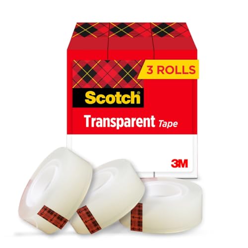 Scotch Transparent Tape, Clear Tape Engineered for Office and Home Use, 1 Inch Core 3/4 in x 1000 in, 3 Boxes - size: 3 Rolls, style: 3 Rolls