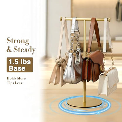 niffgaff 2 Pack 15‘’-24‘’ T Bar Purse Display Stand Tabletop: Adjustable Height Handbag Holder, Countertop Hanging Rack for Long Necklace Scarf Lanyard, Gold - color: Gold