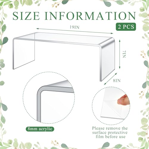 RattanView 2 Pcs 19 x 8 x 7 Inch Large Acrylic Risers Display Stands 8 mm Thick Acrylic Shelf Riser Showcase for Collectibles Jewelry Cupcakes Food Figures Perfume Cabinet (Clear) - color: Clear, size: 19 x 8 x 7 Inch, 8 mm