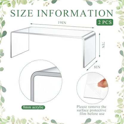RattanView 2 Pcs 19 x 8 x 7 Inch Large Acrylic Risers Display Stands 8 mm Thick Acrylic Shelf Riser Showcase for Collectibles Jewelry Cupcakes Food Figures Perfume Cabinet (Clear) - color: Clear, size: 19 x 8 x 7 Inch, 8 mm