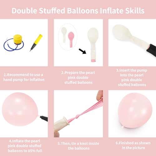 Pearl Pink Double Stuffed Balloons Different Size 115Pcs 5/10/12/18 Inch Pearl Light Pink Balloons Garland kit for Birde to be Wedding Engagement Bridal Shower Birthday Baby Shower Party - color: Pearl Light Pink