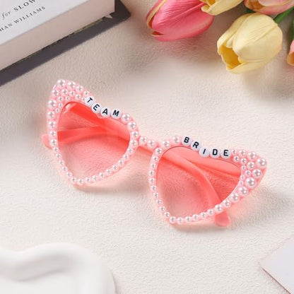 Etercycle Team Bride Sunglasses, Bridesmaid Proposal Gifts Heart Shaped Glasses, Pink Women's Sunglasses Bridal Engaged Gift For Bachelorette Party Favors - color: Team Bride-pink