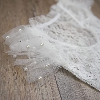 Zeroest Newborn Photography Outfits Girl Lace Romper Newborn Photography Props Rompers Baby Girls Skirt Photoshoot 3 PCS - color: White-short Sleeve