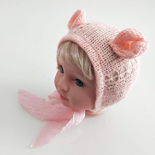 Newborn Baby Boy Girl Photography Props Bow Wrap, Posing Aid, Hat and Blanket Set of 4 Pcs - color: Light Pink
