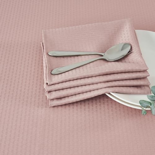 maxmill Cloth Napkins Weaved Texture Pattern Soft Comfortable and Luxury Serviette for Restaurant Family Dinners Weddings Parties and Banquets Set of 4 Pieces, 20 x 20 Inch Pale Blush - color: Pale Blush, size: 20" x 20" (Set of 4)