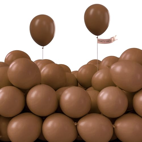 PartyWoo Brown Balloons 100pcs 5 Inch Small Mini Boho Neutral Coffee Tan Fall Latex Balloons for Wedding Baby Shower Gender Reveal Graduation Safari Woodland Birthday Fall Party Decorations Brown-F09 - color: Brown-f09, size: 5 inch