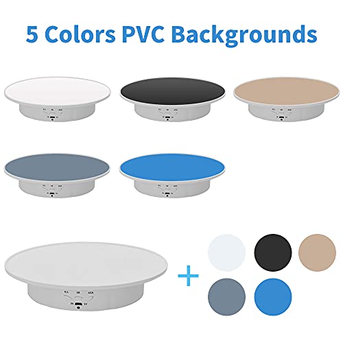JAYEGT Motorized Rotating Display Stand, 7.87inch /17.6lbs Load, 360 Degree Electric Rotating Turntable for Photography Products, Jewelry, 3D Model ,with 5 Colors Backgrounds -- White - color: White