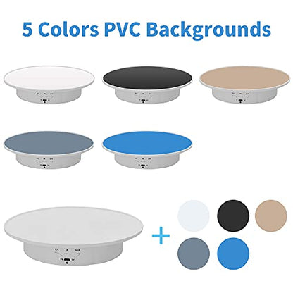 JAYEGT Motorized Rotating Display Stand, 7.87inch /17.6lbs Load, 360 Degree Electric Rotating Turntable for Photography Products, Jewelry, 3D Model ,with 5 Colors Backgrounds -- White - color: White