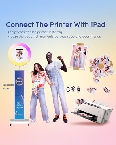 HARZHI Portable Photo Booth Compatible with iPad, Photo Booth Stand Shell, Perfect for Weddings and Parties, Free ChackTok Membership, Free Custom Logo, with Flight Case (White, Photobooth-Pro) - color: White