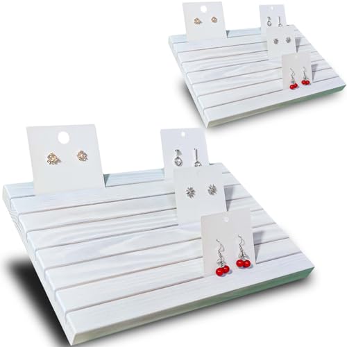 2pcs Wooden Portable Earring Display Stand Greeting card Business Card display Stand Earring card holder display stand for vendors Earring Cardboard for Selling Vintage White - color: 2pcsWhite