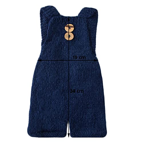 Zeroest Baby Photography Props Boy Girl Photo Shoot Outfits Newborn Crochet Infant Knitted Clothes Mohair Outfit - color: Navy Blue