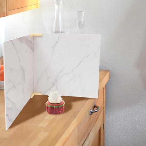 Alipis 2pcs 40x40cm Mini PVC Photography Backdrop Boards with White Marble Pattern for Product Photography and Food Flat Lay Photoshoot
