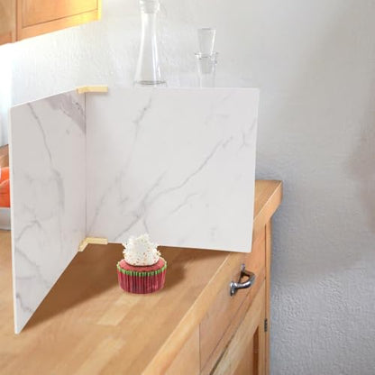 Alipis 2pcs 40x40cm Mini PVC Photography Backdrop Boards with White Marble Pattern for Product Photography and Food Flat Lay Photoshoot