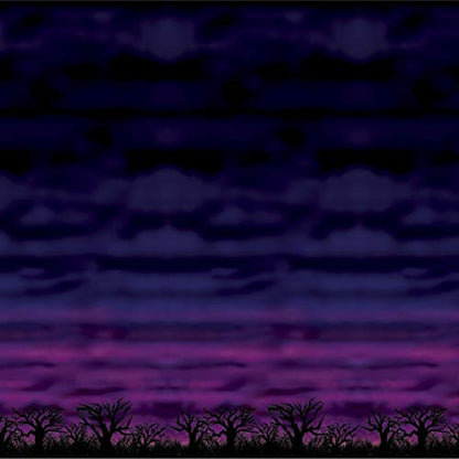 Beistle Spooky Sky Backdrops – 2 Printed Twilight Night Sky Thin Plastic Wall Coverings for Halloween Haunted House Party Décor Indoor Scene Background Photo Display, 4 Ft x 30 Ft Each - style: Spooky Sky - 2 Piece